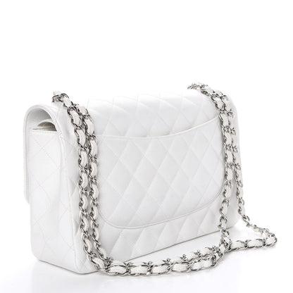 Chanel Caviar Quilted Jumbo Double Flap White 2 of 14