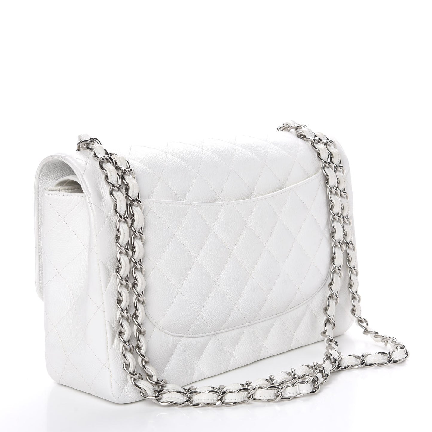 Caviar Quilted Jumbo Double Flap White
