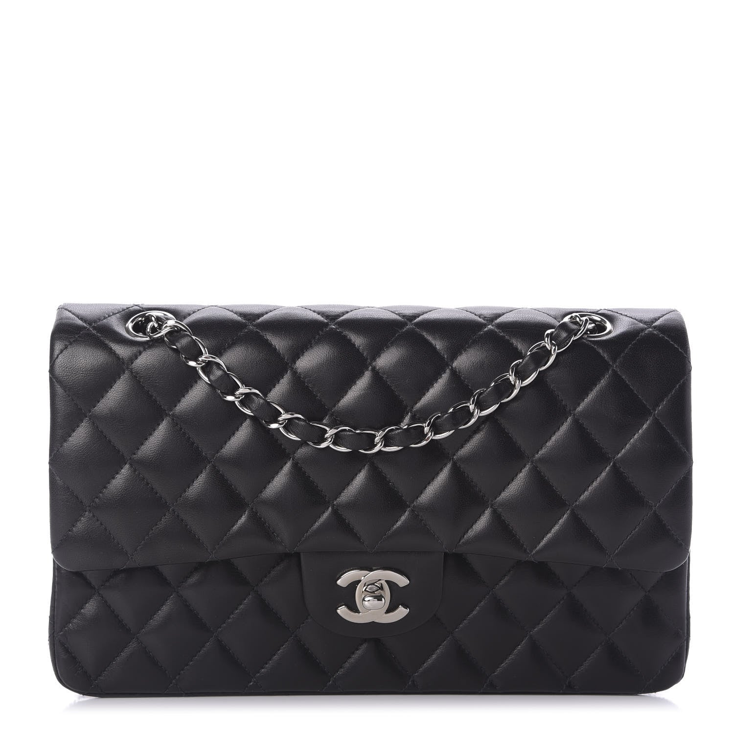 Chanel Lambskin Quilted Medium Double Flap Black 1 of 9