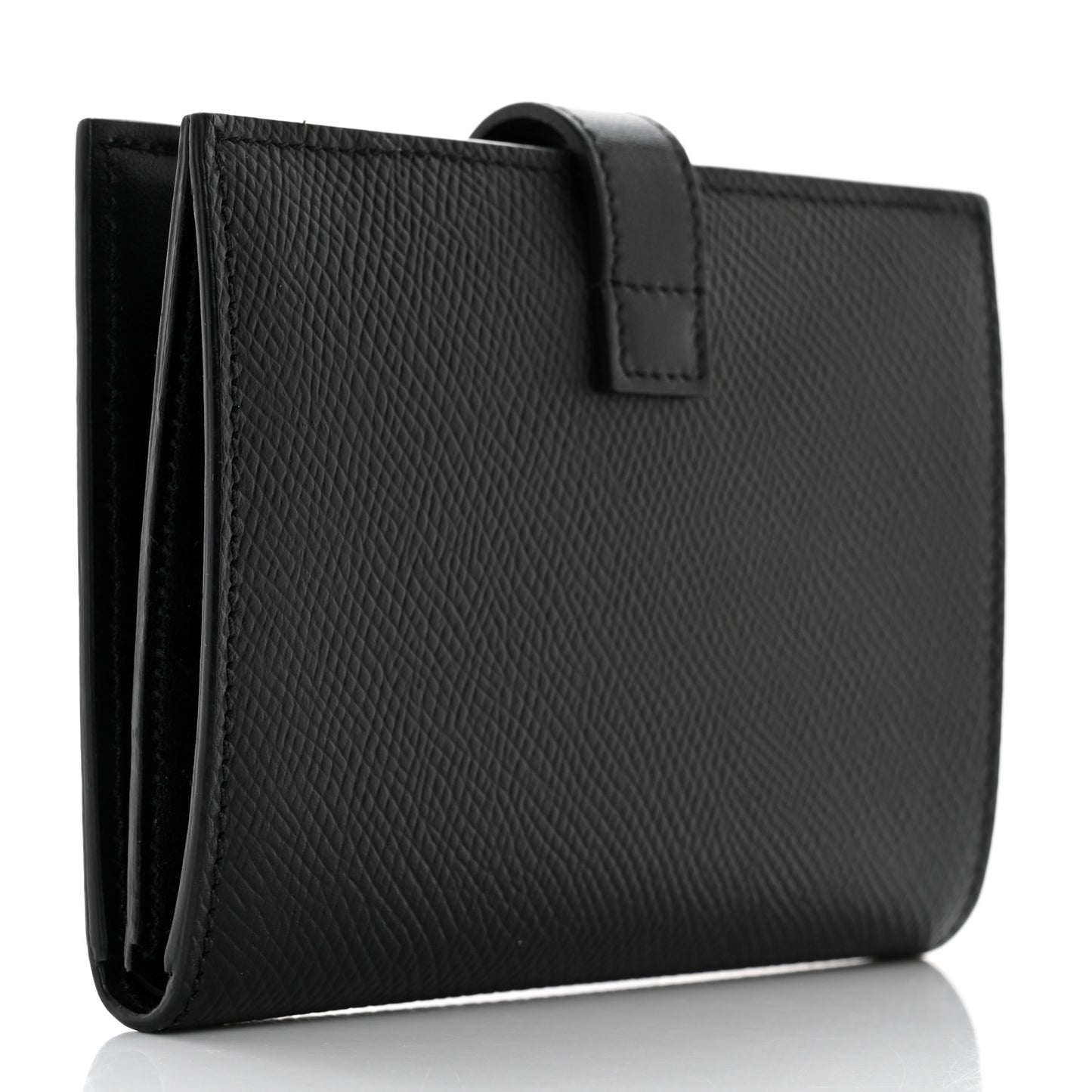 Grained Calfskin Medium Multifunction Strap Wallet Black