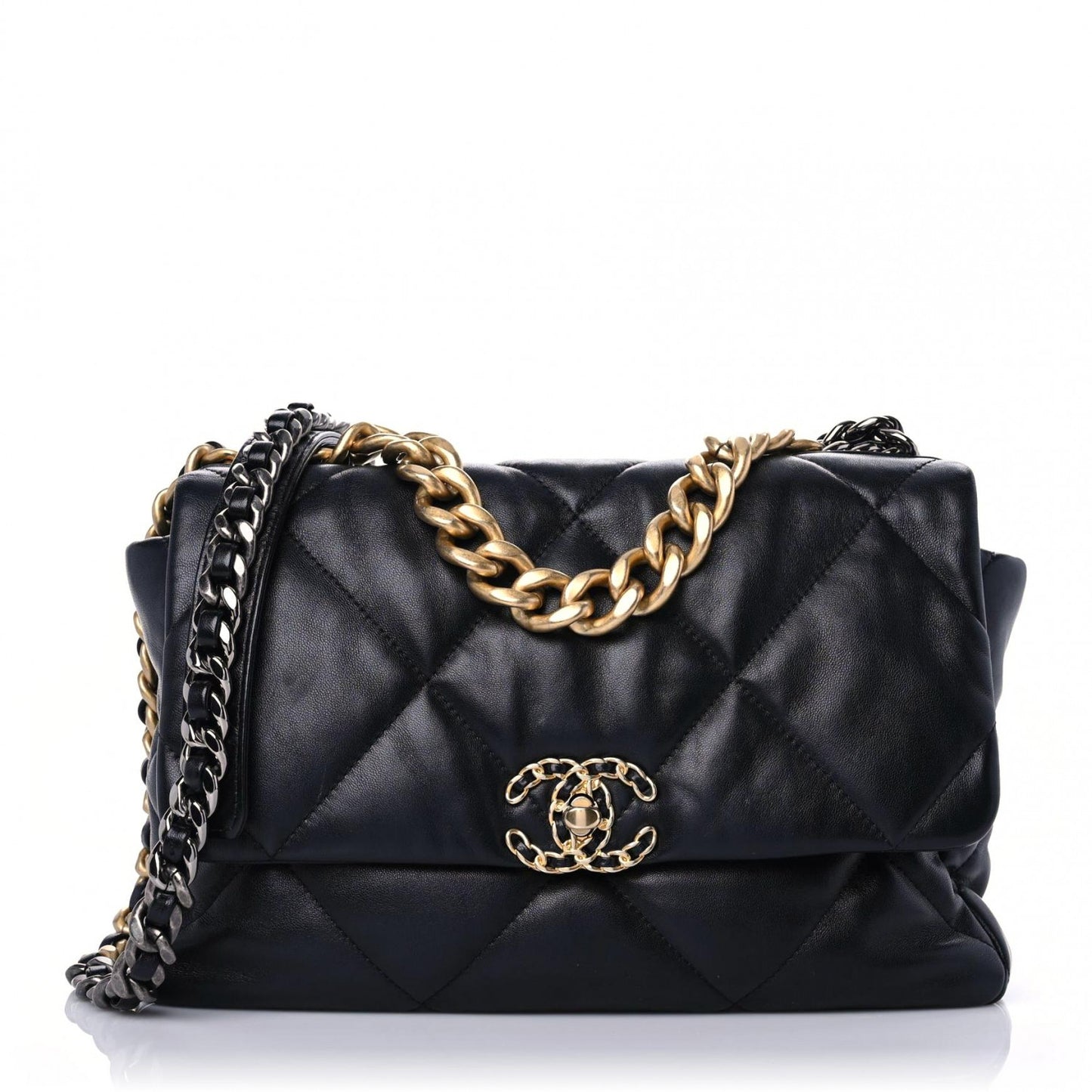 Lambskin Quilted Large Chanel 19 Flap Black