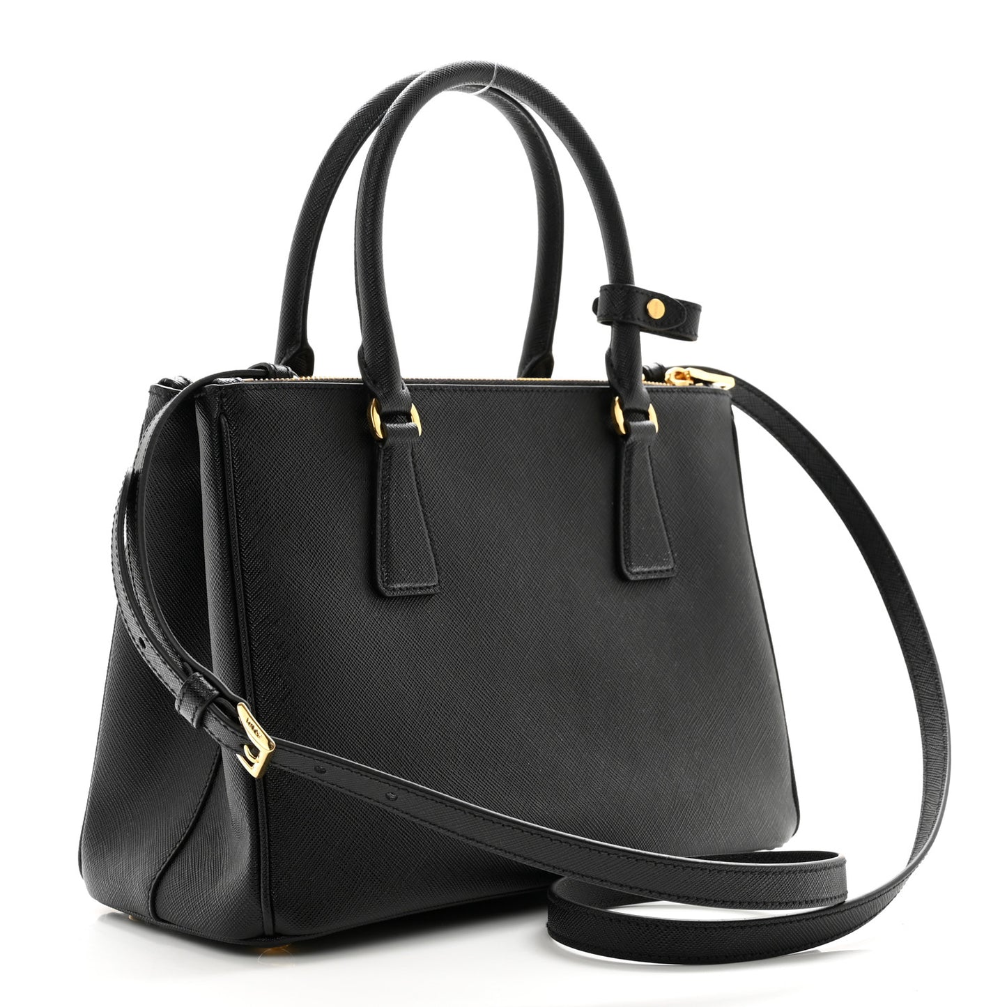 Saffiano Small Galleria Double Zip Tote Black