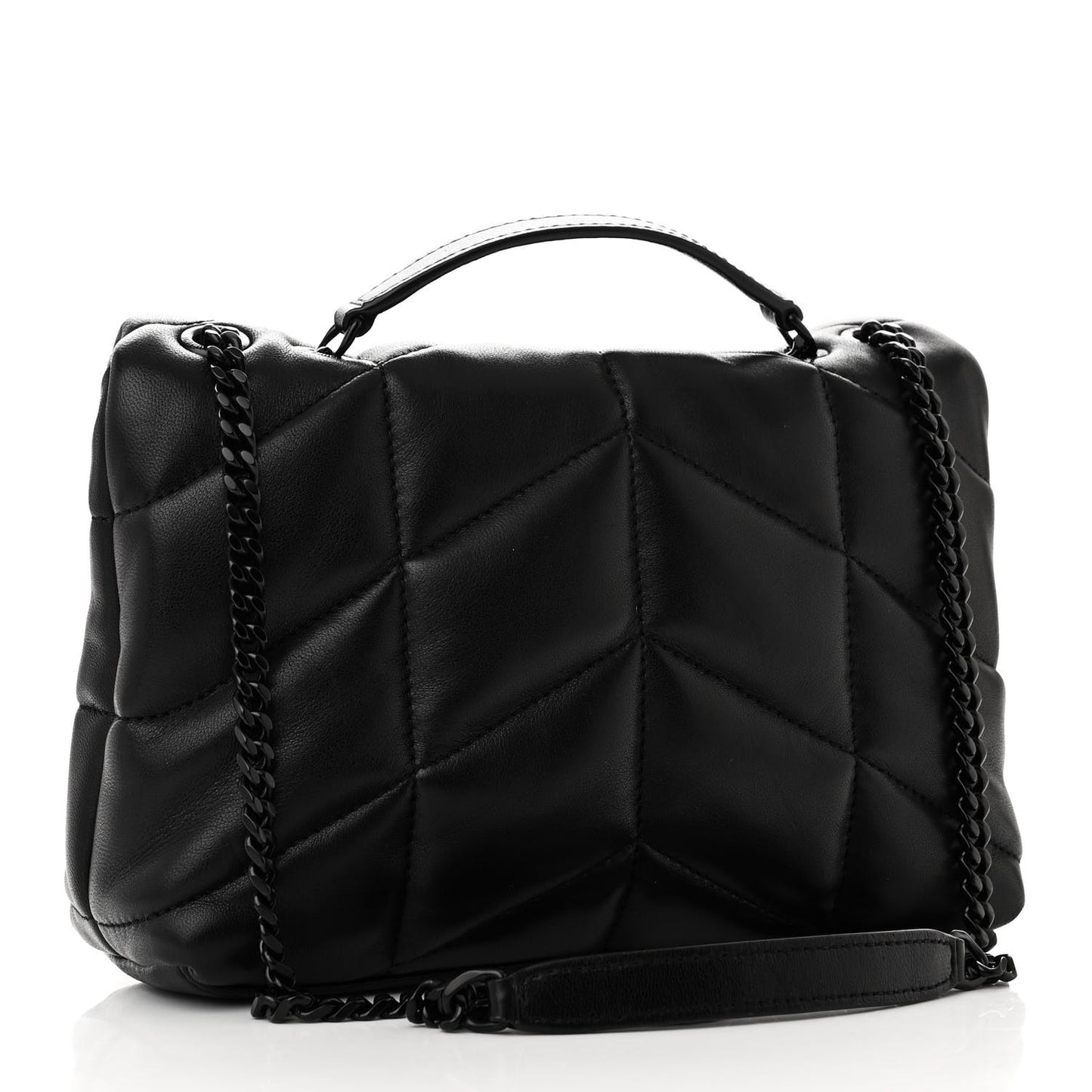 Lambskin Quilted Toy Loulou Puffer Monogram Monochrome Chain Satchel Black