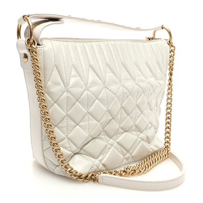 Chanel Glazed Calfskin Quilted State Of The Art Hobo White 2 of 9