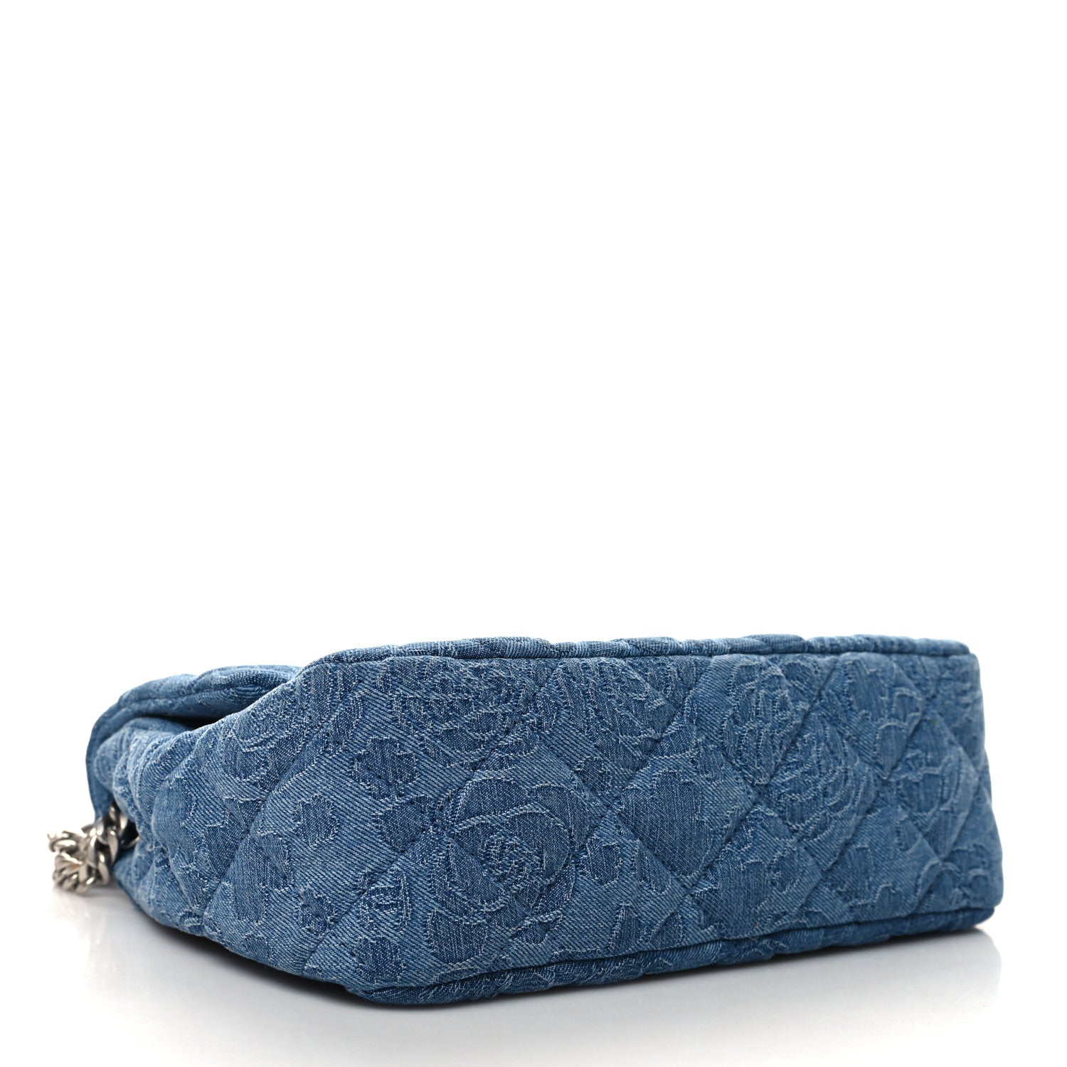 Chanel Denim Quilted Medium Camellia Sweetheart Flap Blue 4 of 10
