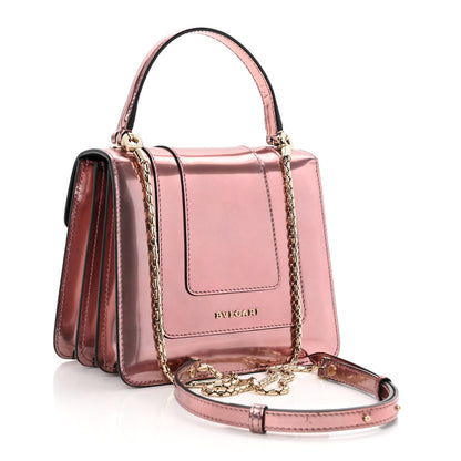 Bulgari Metallic Calfskin Serpenti Forever Top Handle Rose Quartz 4 of 11