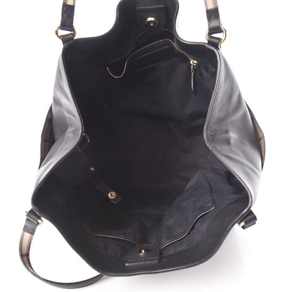 Burberry Calfskin Haymarket Check Small Canterbury Tote Black 5 of 19