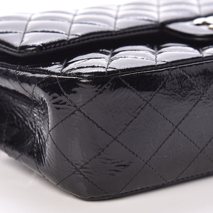 Chanel Distressed Patent Quilted Medium Double Flap Black 9 of 10