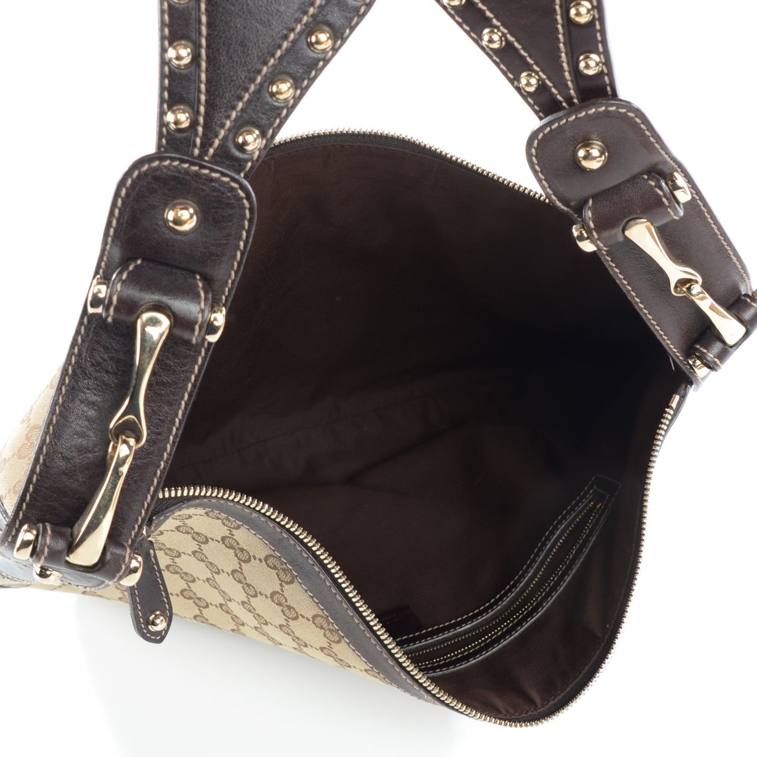 Gucci Monogram Pelham Studded Shoulder Bag Brown 5 of 7