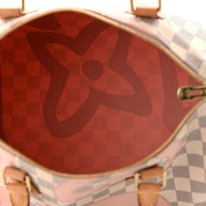Louis Vuitton Damier Azur Tahitienne Speedy Bandouliere 30 Rose Ballerine 5 of 13