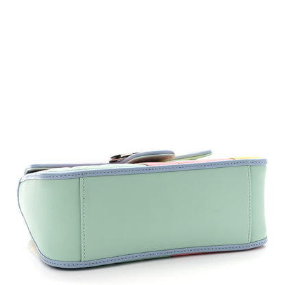 Gucci Calfskin Matelasse Diagonal Mini GG Marmont Top Handle Shoulder Bag Multicolor Pastel 3 of 10