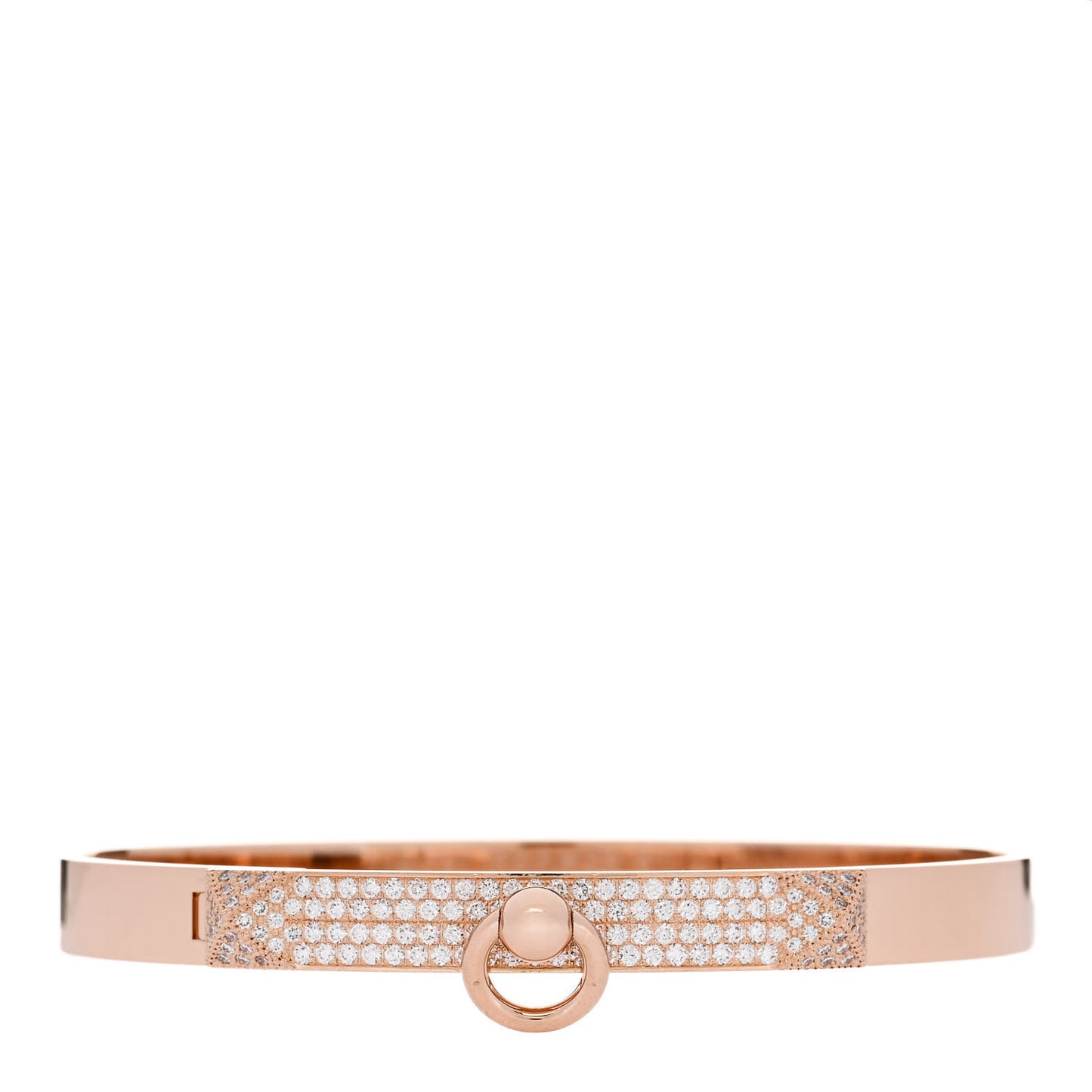 18K Rose Gold Diamond PM Collier De Chien Pave Bracelet ST