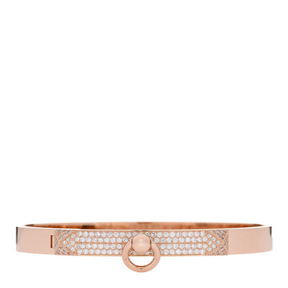 Hermes 18K Rose Gold Diamond PM Collier De Chien Pave Bracelet ST 1 of 4