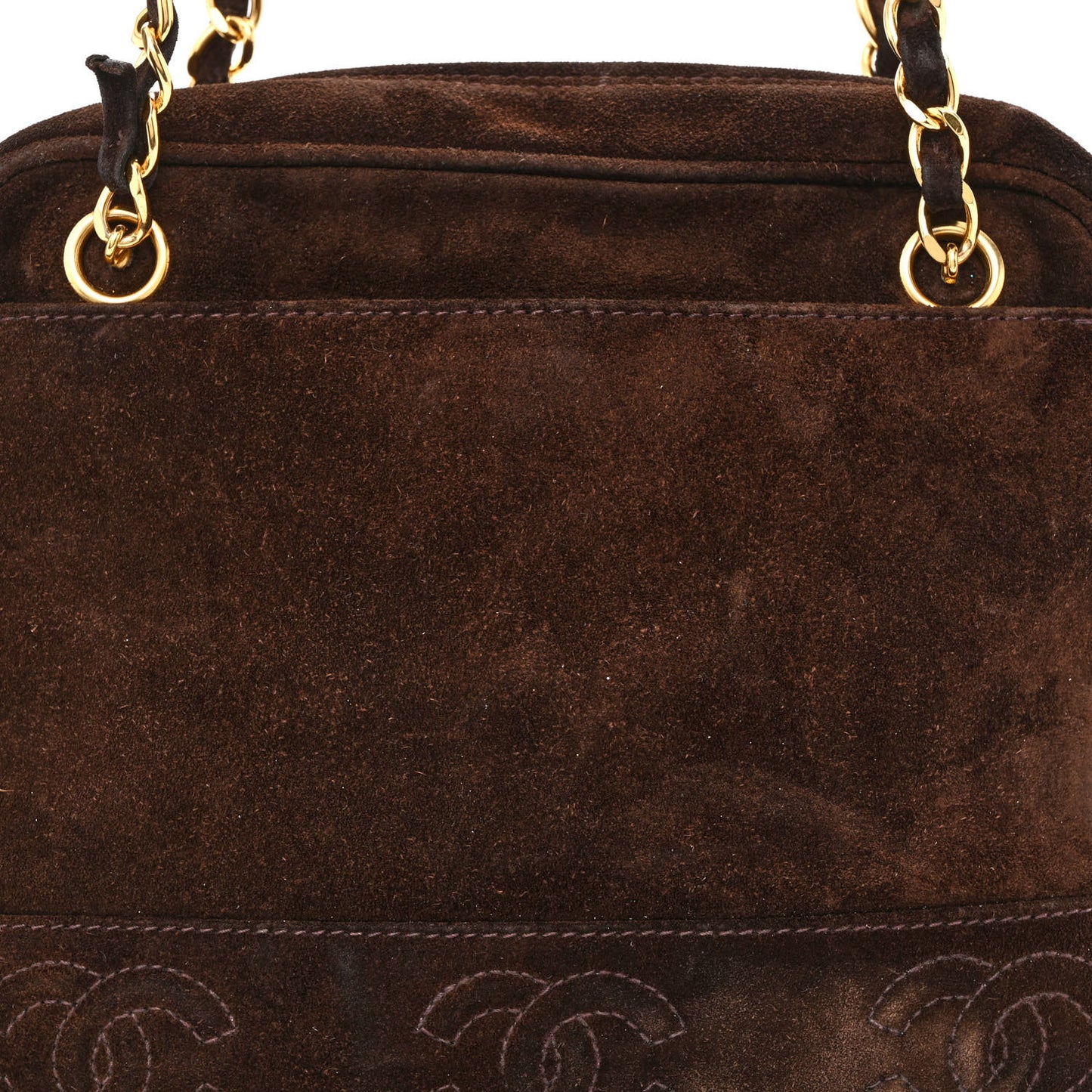 Suede CC Shopping Tote Dark Brown