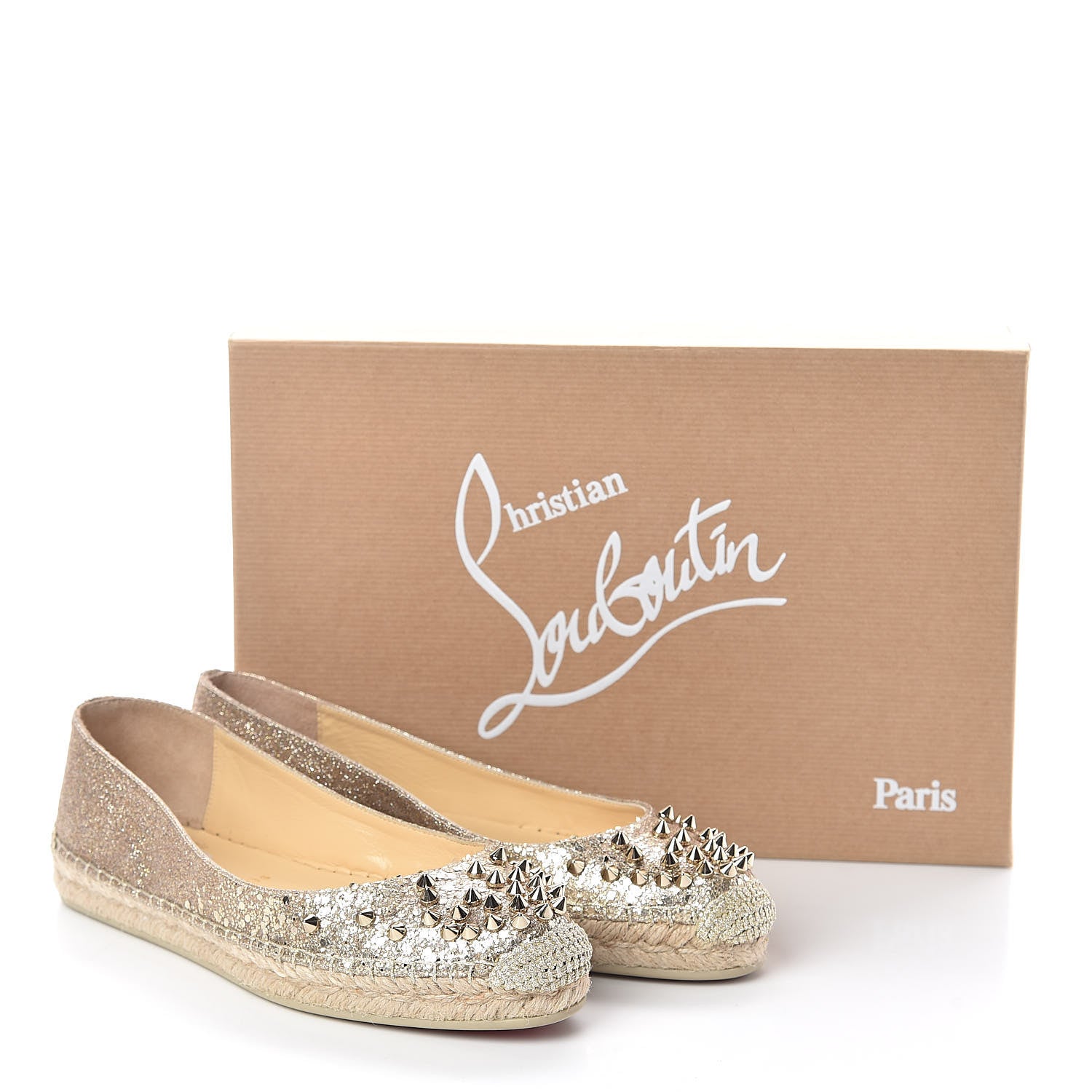 Christian Louboutin Glitter Aliochette Espadrilles 36 Platine Light Gold 7 of 7