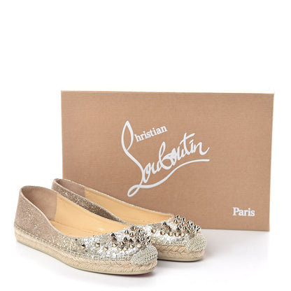 Christian Louboutin Glitter Aliochette Espadrilles 36 Platine Light Gold 7 of 7