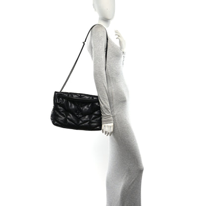 Saint Laurent Lambskin Quilted Monogram Monochrome Medium Loulou Puffer Chain Satchel Black 2 of 10