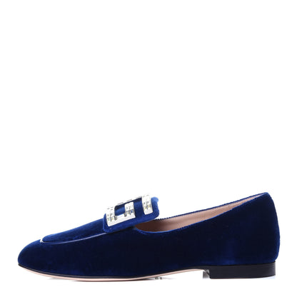 Gucci Velvet Crystal Square G Madelyn Loafers 35 Cobalt Blue 1 of 11