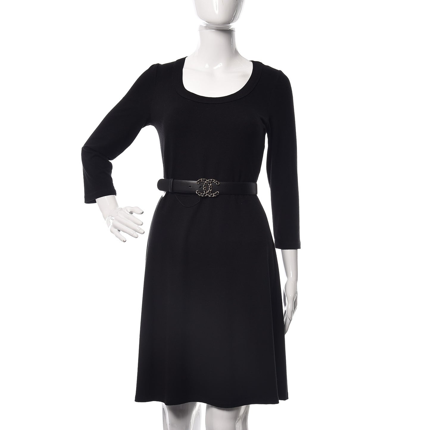 Calfskin CC Chain Belt 90 36 Black