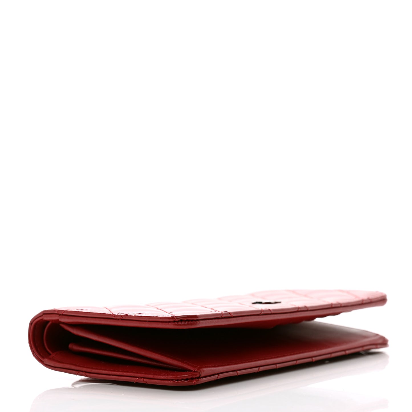 Patent Calfskin Quilted Yen Wallet Red