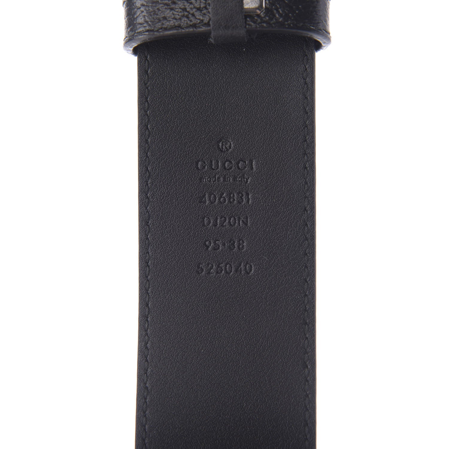 Gucci Textured Dollar Calfskin Nickel Double G 40mm Belt 95 38 Black 3 of 3