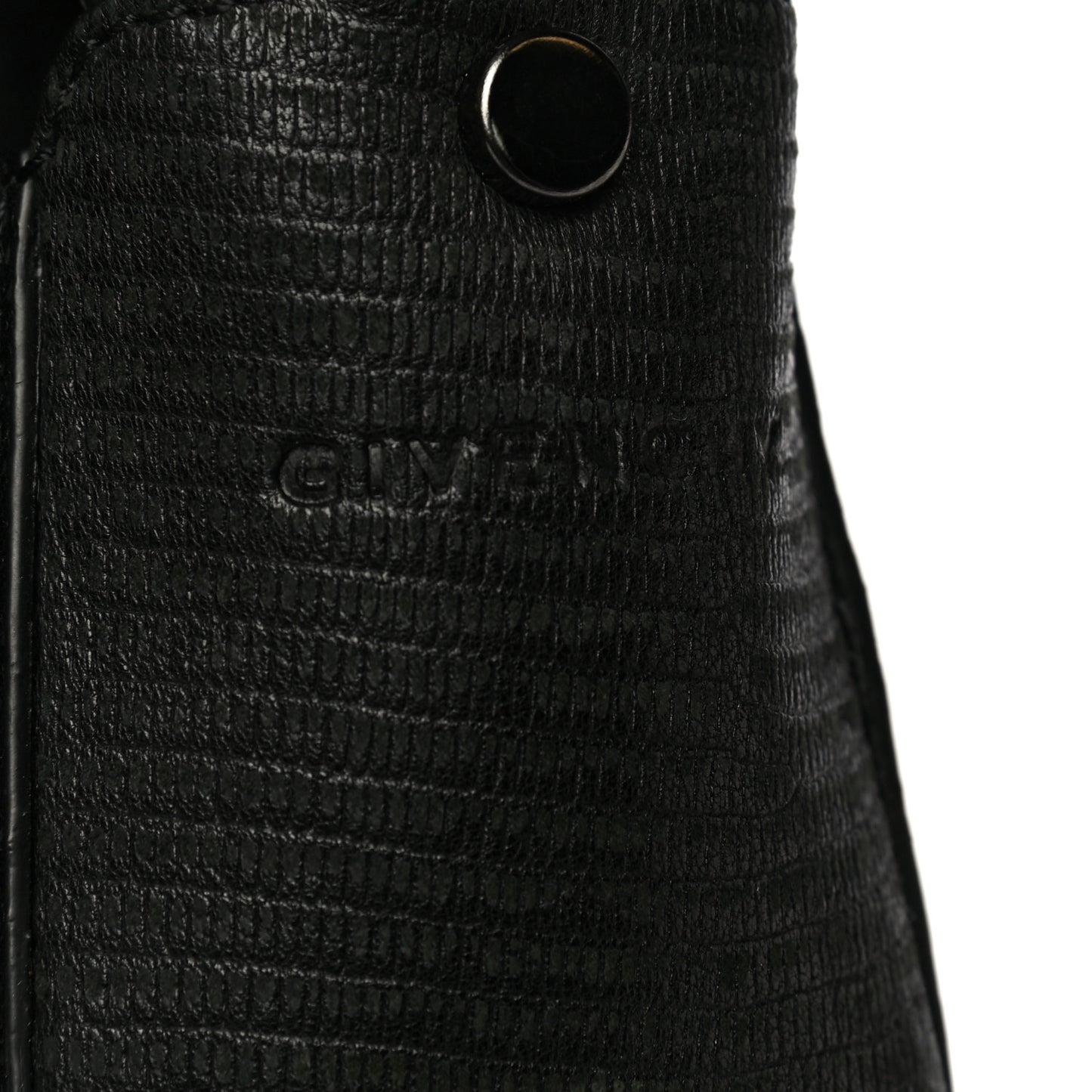 Lambskin Lizard Embossed Obsedia Shoulder Bag Black