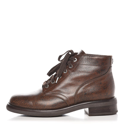Chanel Calfskin Lace Up CC Short Boots 42 Dark Brown 1 of 11