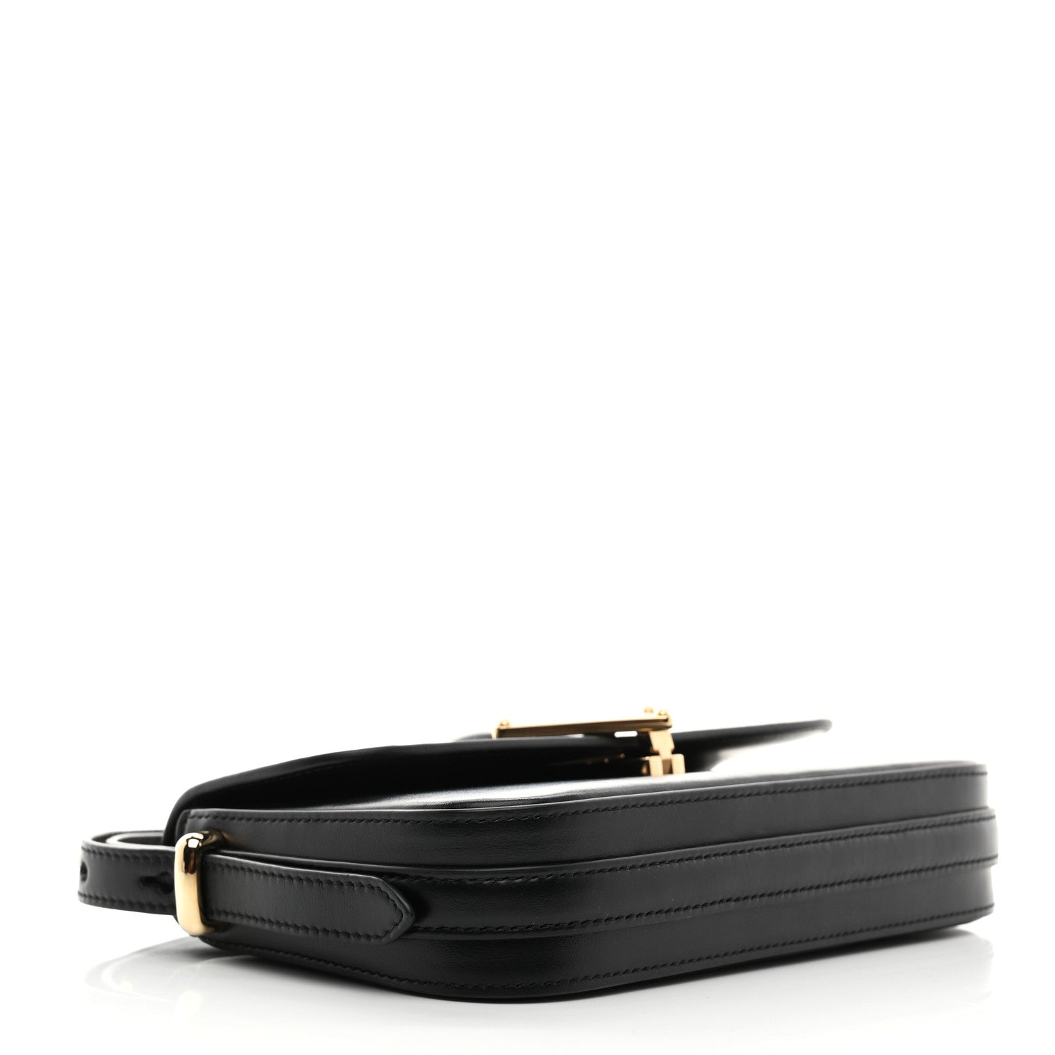 Prada Soft Calfskin Metal Triangle Logo Flap Shoulder Bag Black 4 of 10