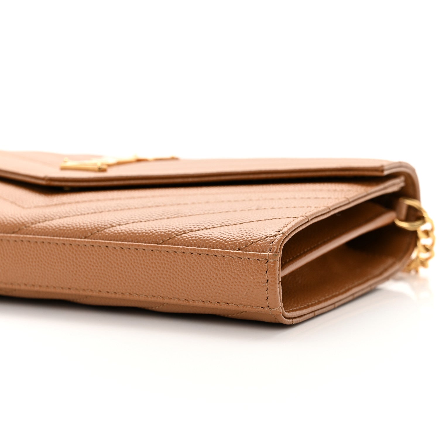 Saint Laurent Grain De Poudre Matelasse Chevron Cassandre Chain Wallet Cork 10 of 13