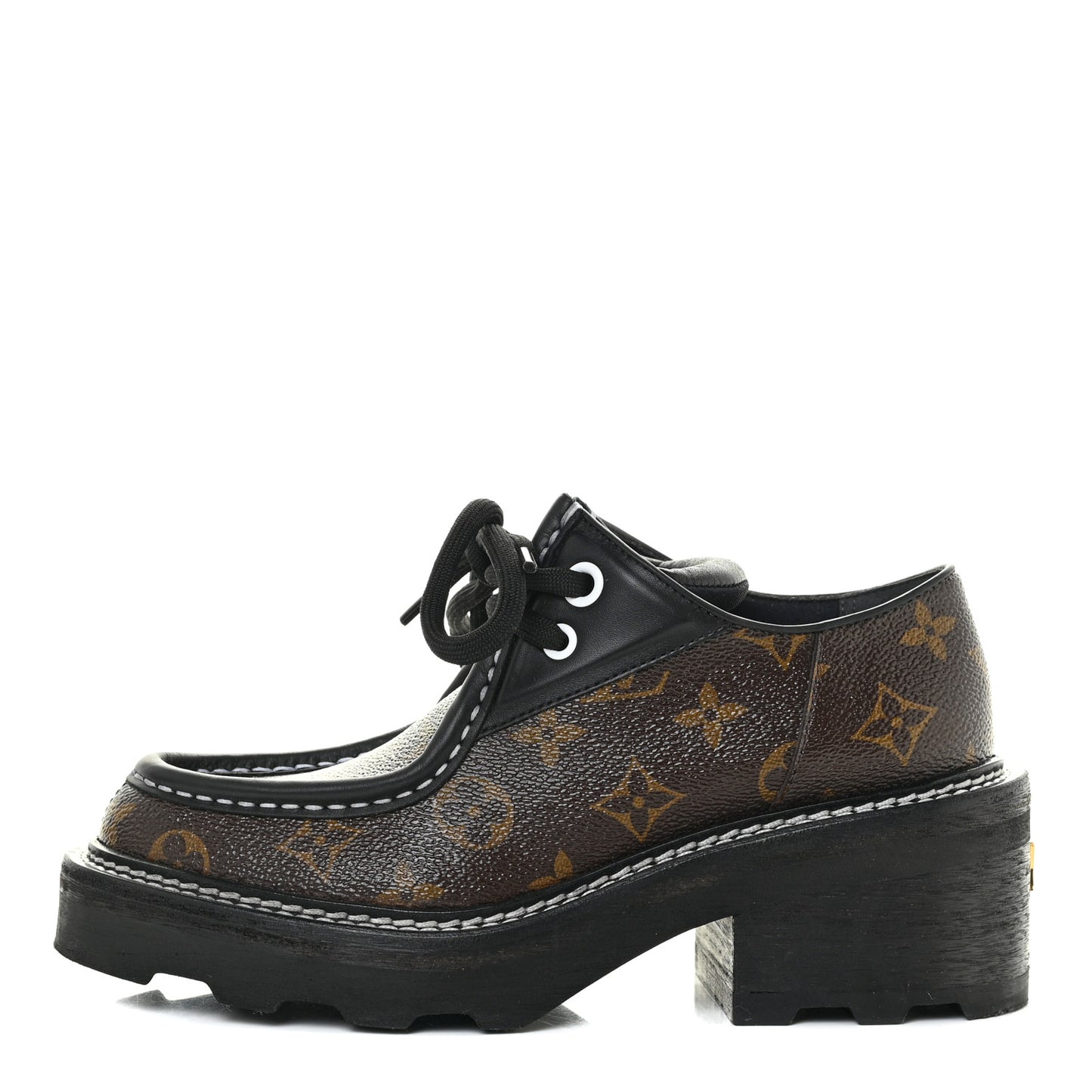 Monogram Calfskin Beaubourg Platform Derby Shoes 38 Brown