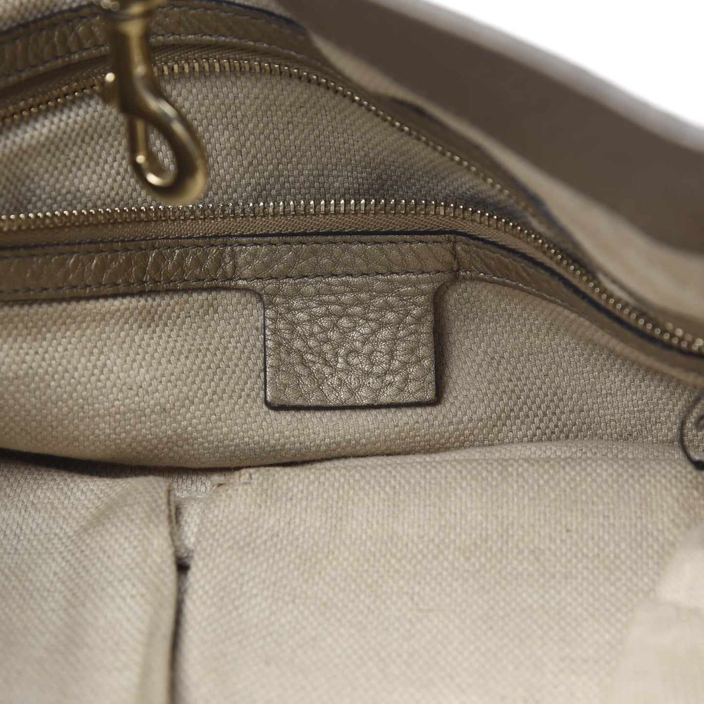 Metallic Pebbled Calfskin Medium Soho Chain Shoulder Bag Golden Beige