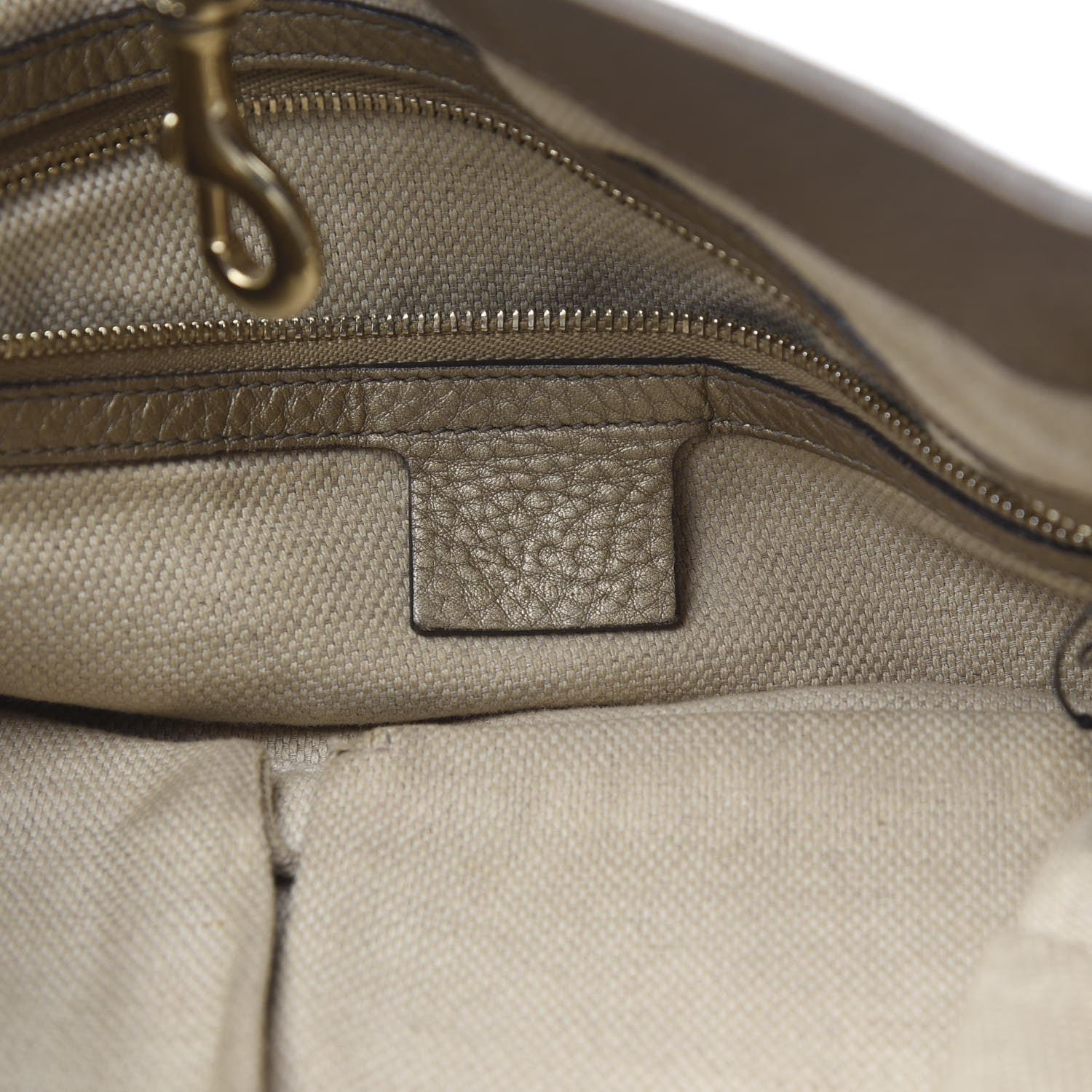 Gucci Metallic Pebbled Calfskin Medium Soho Chain Shoulder Bag Golden Beige 8 of 17