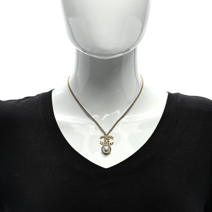 Chanel Metal Pearl CC Chain Drop Pendant Necklace Gold 2 of 4