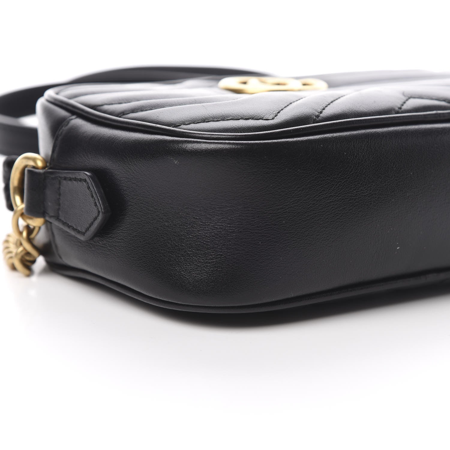 Gucci Calfskin Matelasse Mini GG Marmont Chain Shoulder Bag Black 9 of 12