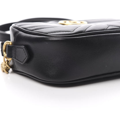 Gucci Calfskin Matelasse Mini GG Marmont Chain Shoulder Bag Black 9 of 12