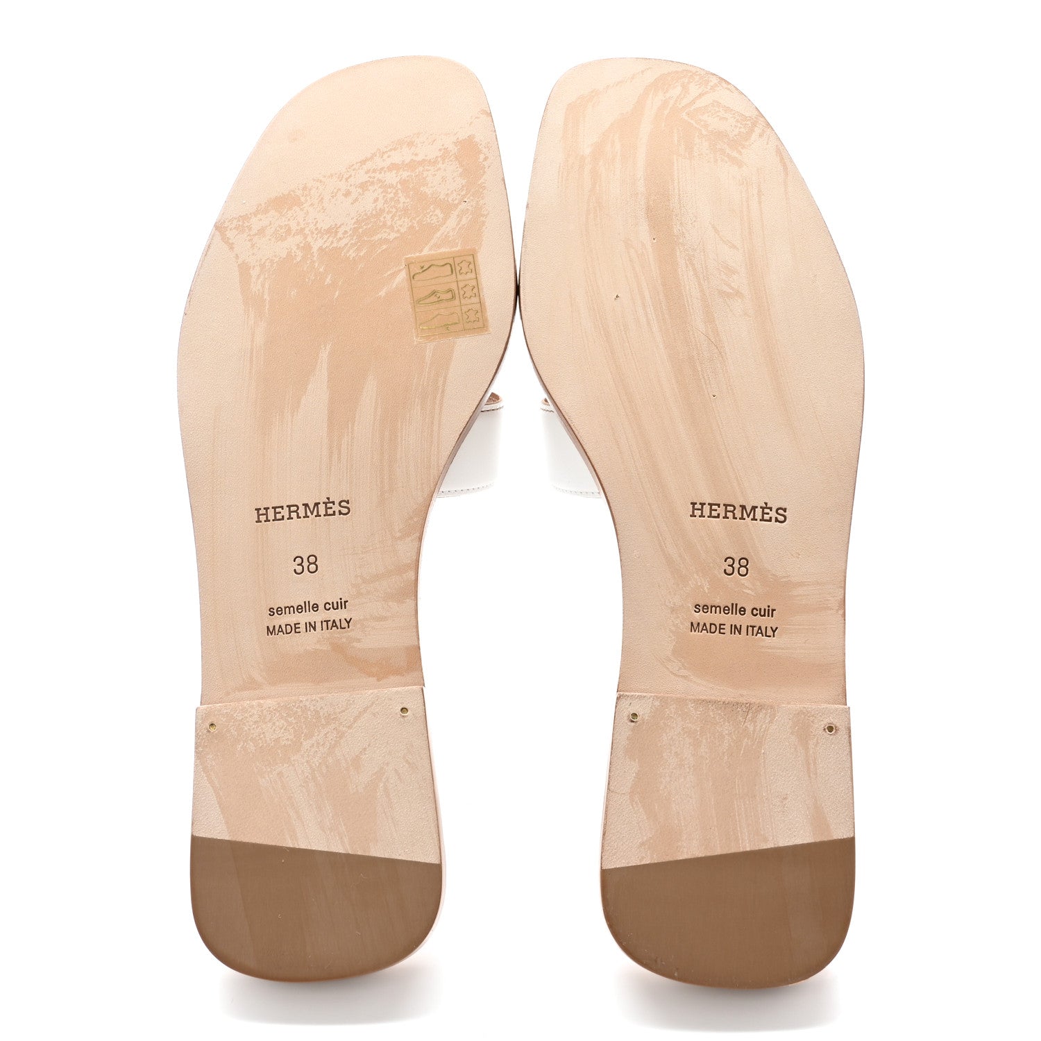Hermes Box Calfskin Oran Sandals 38 Palissandre White 5 of 11