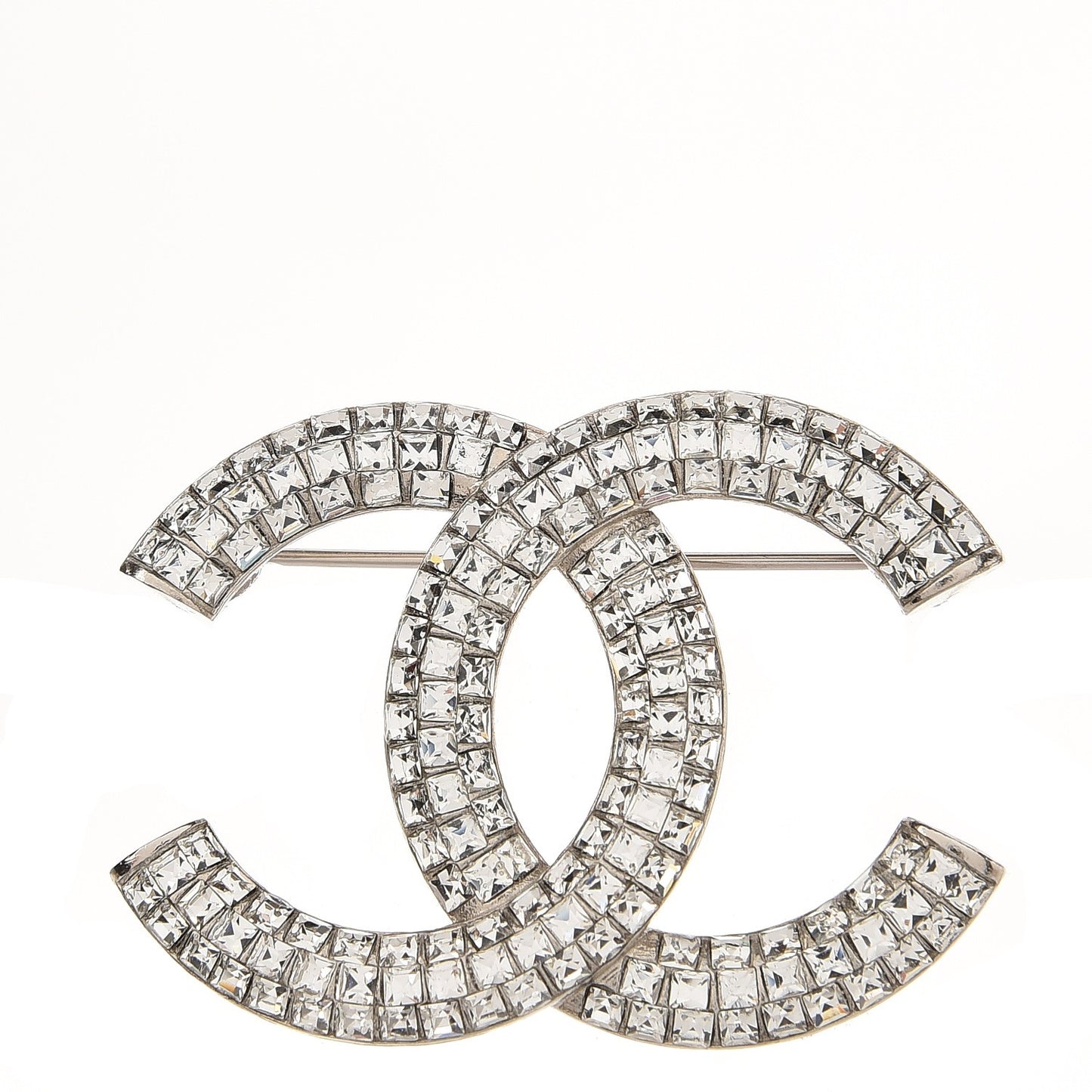 Baguette Crystal CC Brooch Silver