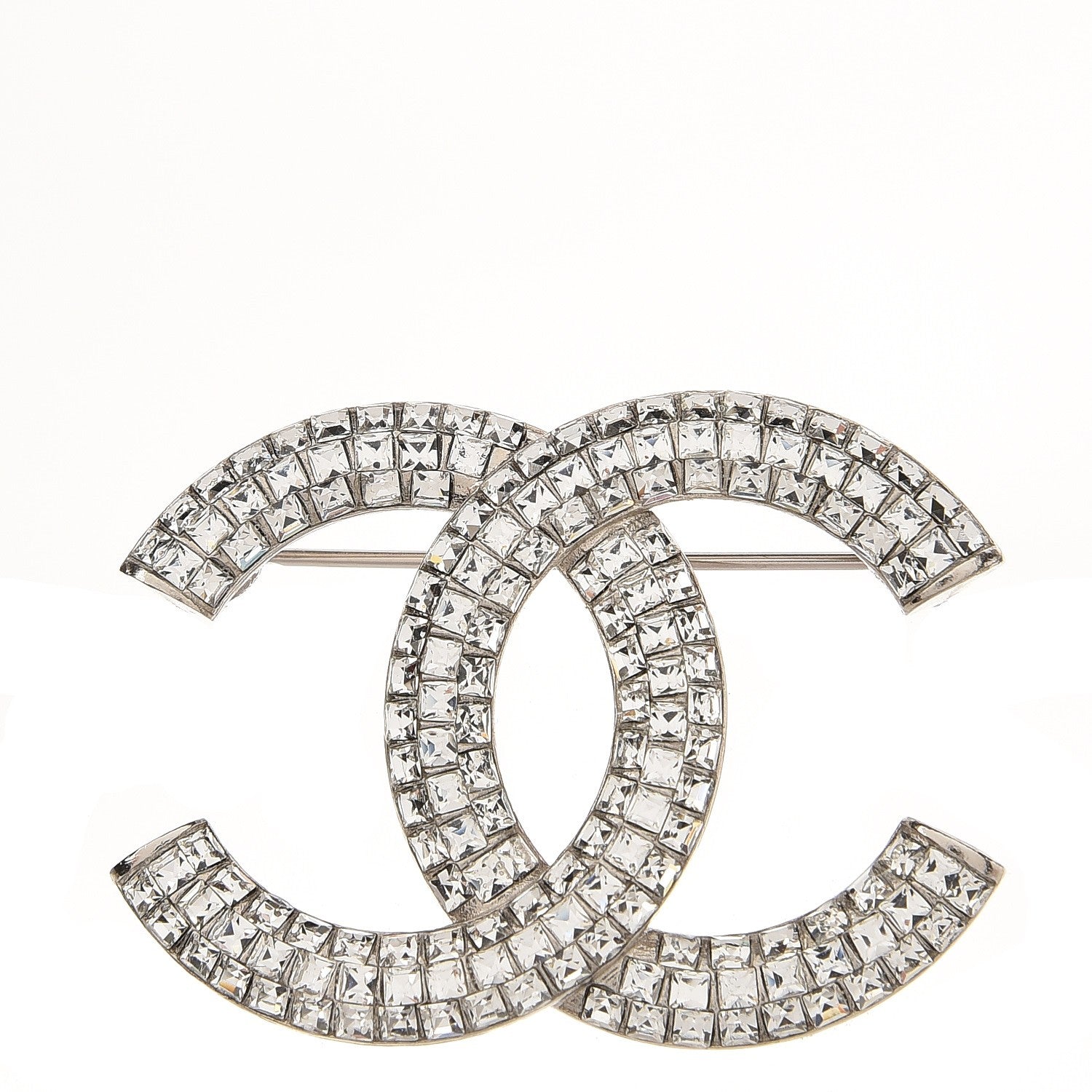 Chanel Baguette Crystal CC Brooch Silver 1 of 4