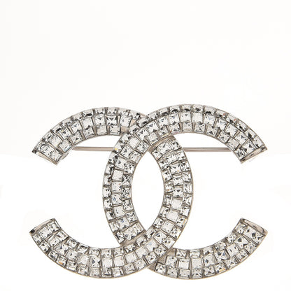 Chanel Baguette Crystal CC Brooch Silver 1 of 4