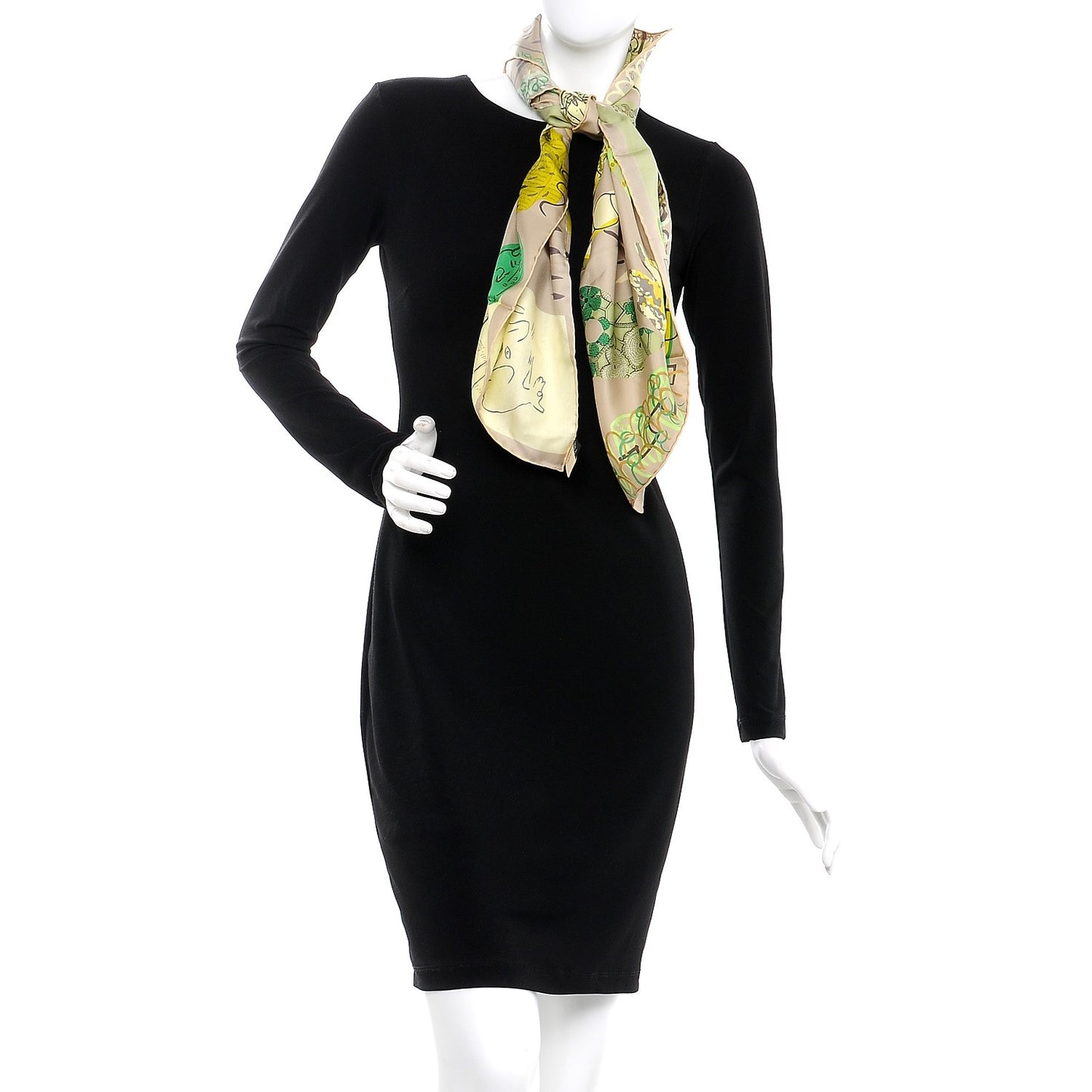 Silk La Maizeon Des Oiseaux Parleurs Scarf 90 Vert Mastic Absinthe Jaune Soufre
