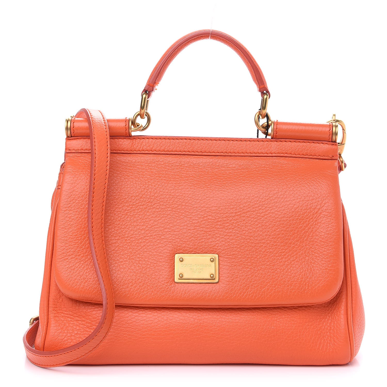 Dolce & Gabbana Grained Deerskin Medium Miss Sicily Satchel Orange 1 of 9