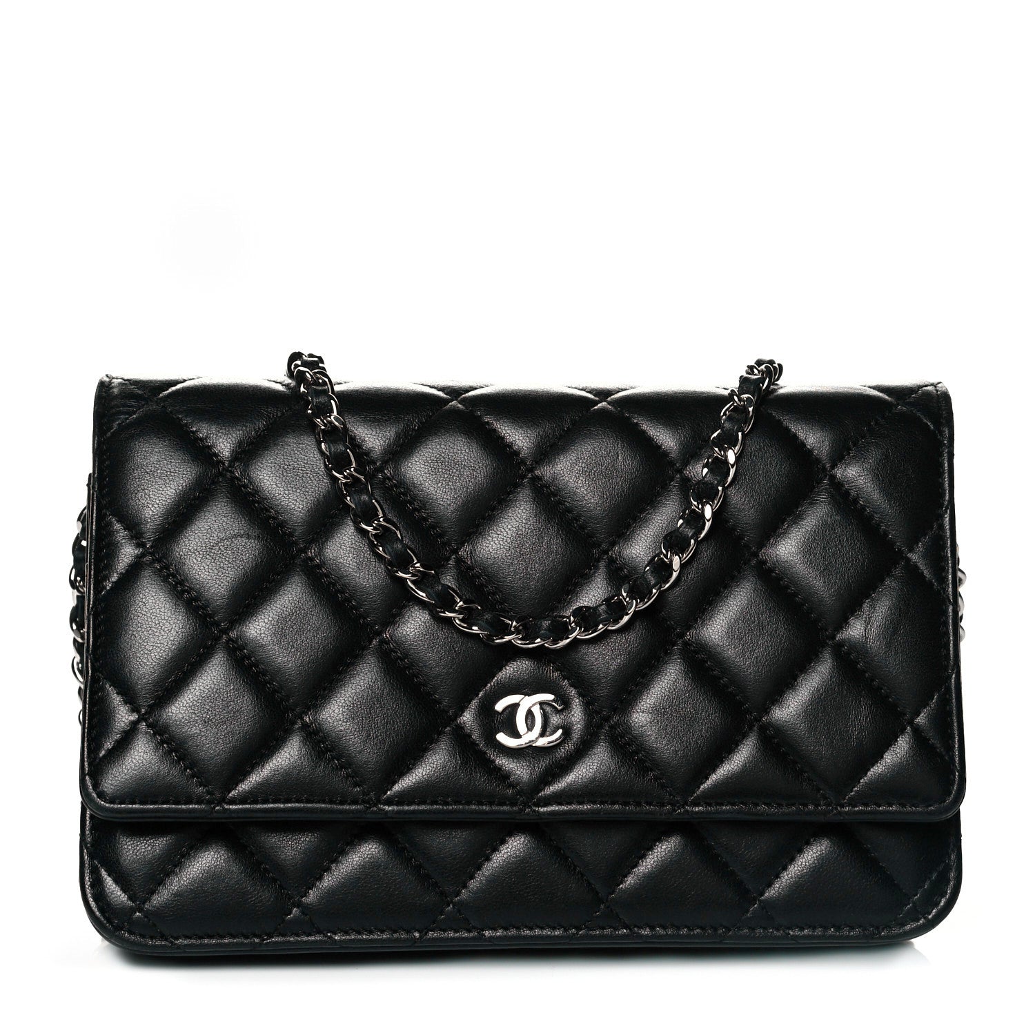 Chanel Lambskin Quilted Wallet On Chain WOC Black 1 of 15