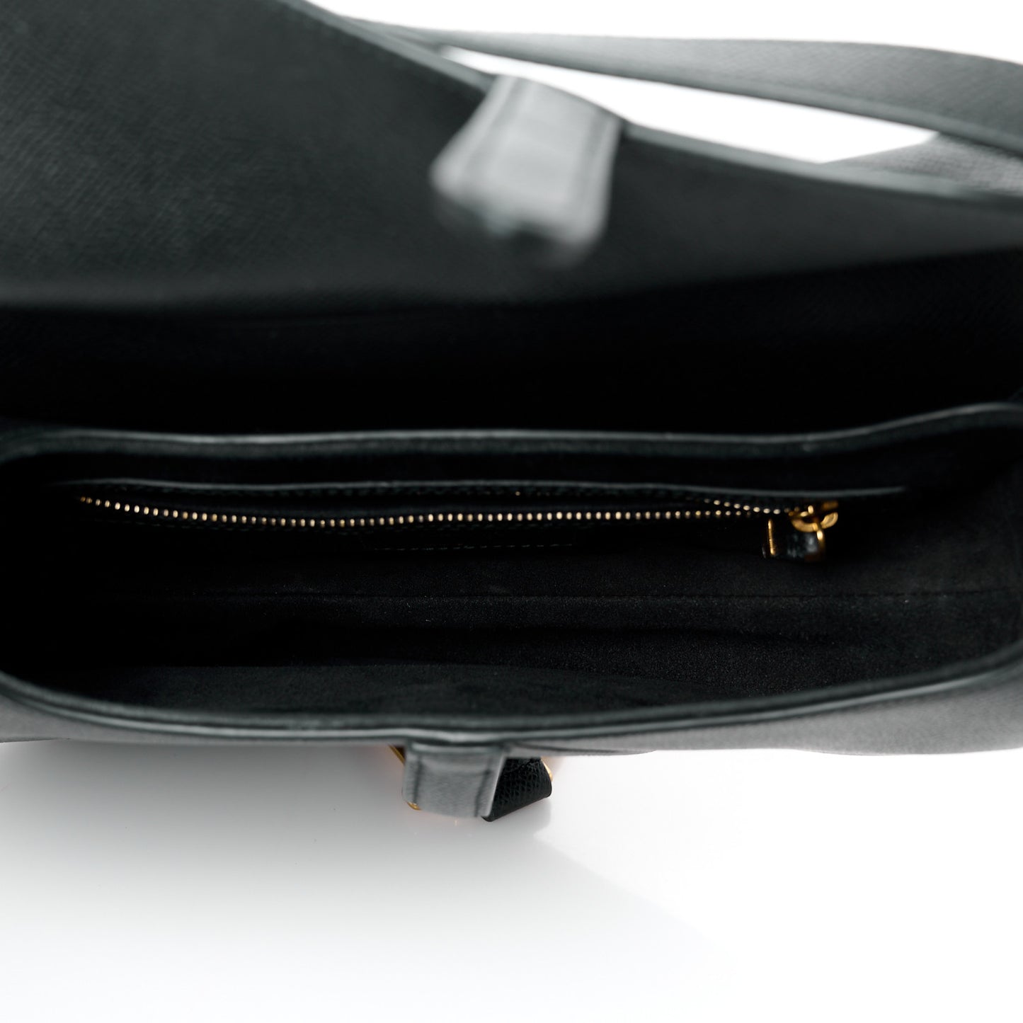 Grained Calfskin Saddle Bag With Strap Black