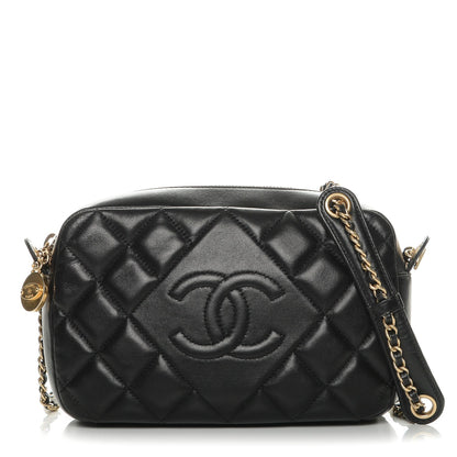 Chanel Lambskin Quilted Small Diamond CC Camera Case Black 1 of 7
