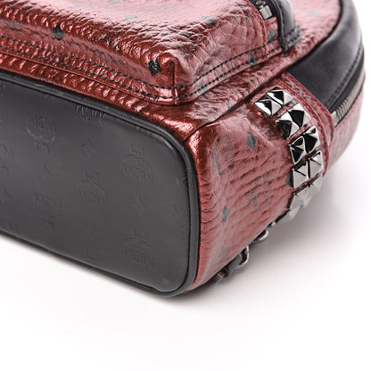 MCM Metallic Visetos Studded X-Mini Bebe Boo Backpack Scooter Red Black 11 of 12