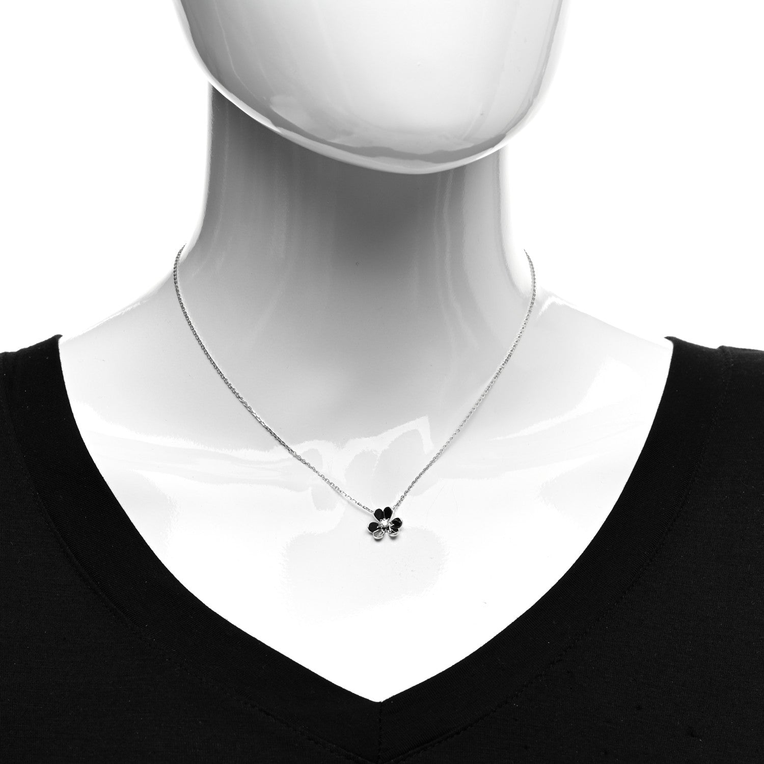 Van Cleef & Arpels 18K White Gold Diamond Mini Frivole Pendant Necklace 2 of 6