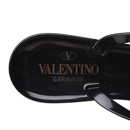 Valentino Garavani PVC Jelly Rockstud Bow Thong Sandals 40 Black 7 of 8
