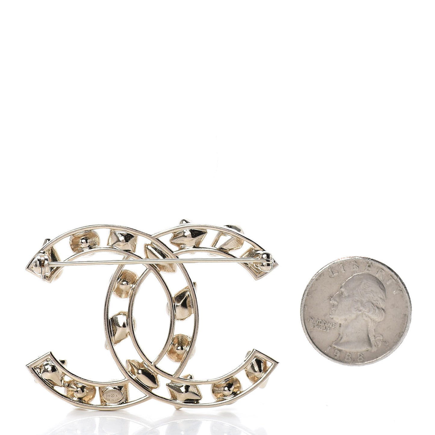 Metal Glass Pearl CC Crystal Snowfall Brooch Gold