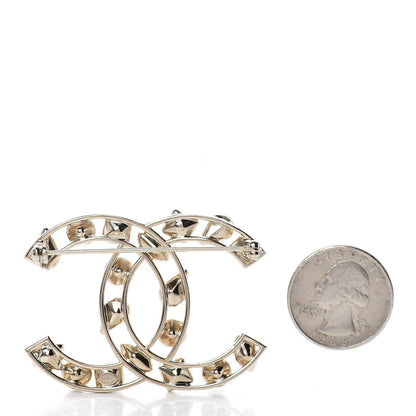 Chanel Metal Glass Pearl CC Crystal Snowfall Brooch Gold 3 of 5