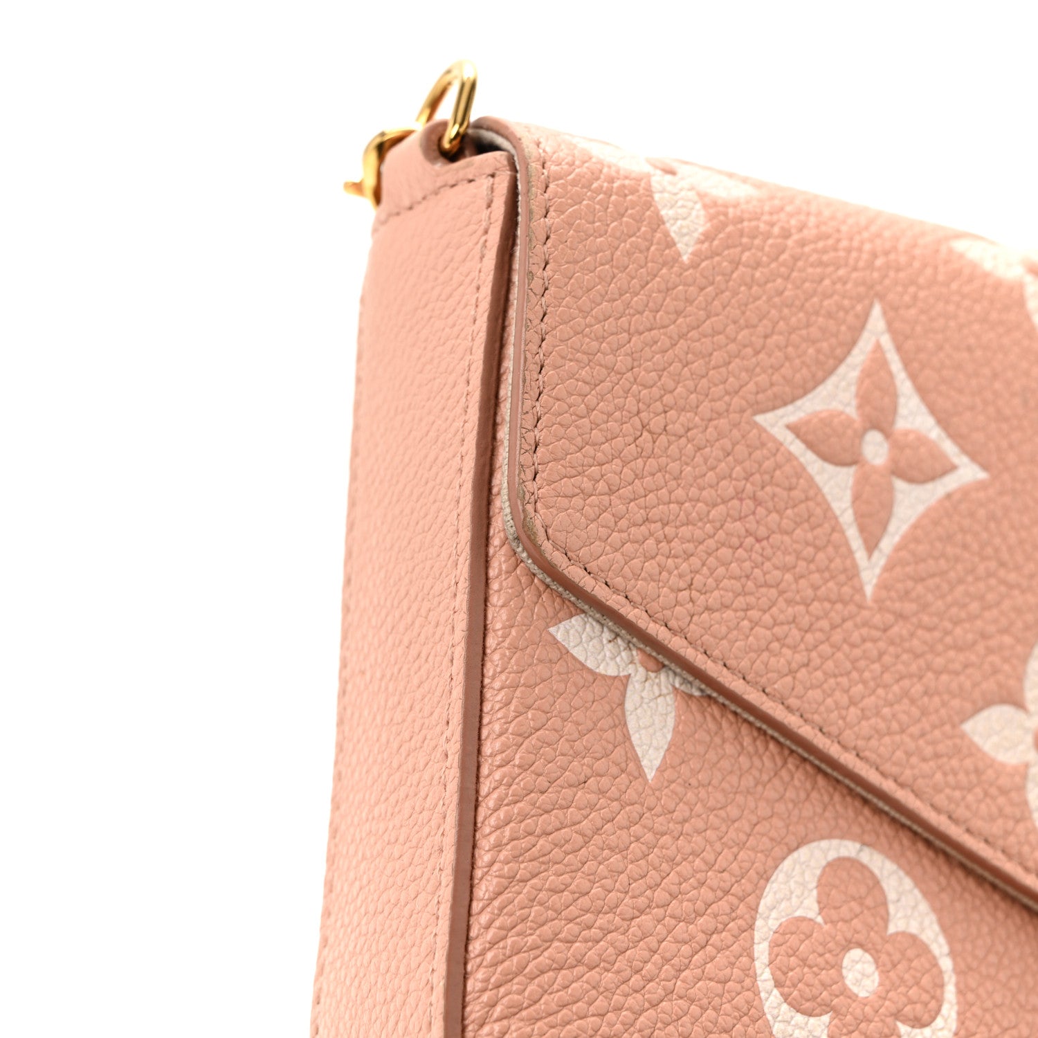 Louis Vuitton Empreinte Monogram Giant Felicie Pochette Chain Wallet Rose Trianon Creme 13 of 16